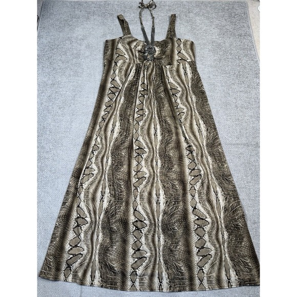 R&M Richards Dresses & Skirts - R&M‎ Richards Dress Womens 18W Brown Gold Snake Skin Y2K Maxi